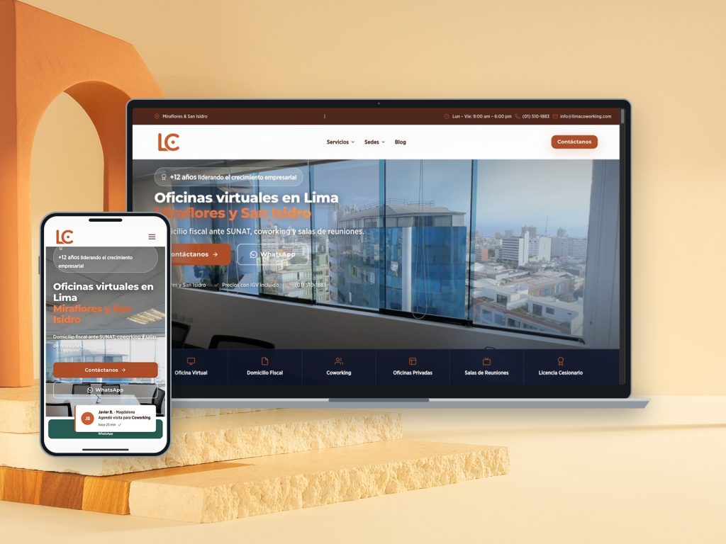 Diseño web de Lima Coworking por Bum Growth