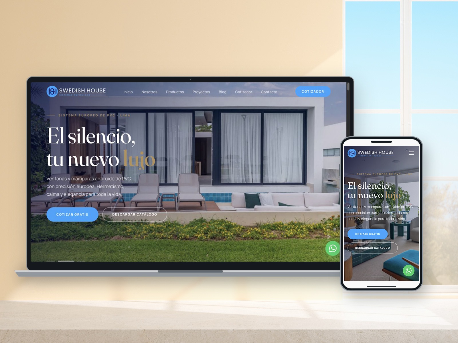 Swedish House: diseño web de Bum Growth en computadora y móvil